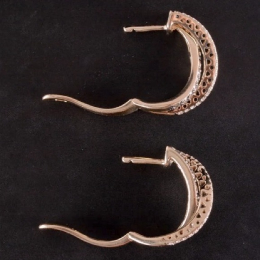 Champagne zirconia pure Sterling Silver 925 European exclusive designer earrings - Picture 7 of 8